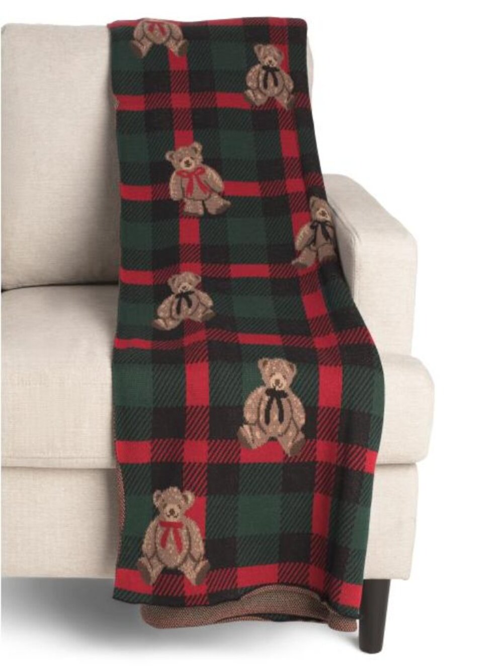MADE IN INDIA Plaid Teddy Bear Throw